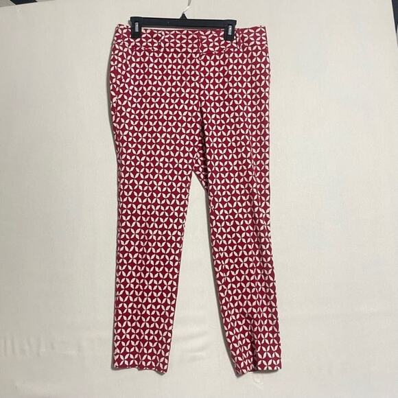 Ann Taylor LOFT Julie Fit Skinny Ankle Pants Printed Red - Size 8 - Picture 2 of 9